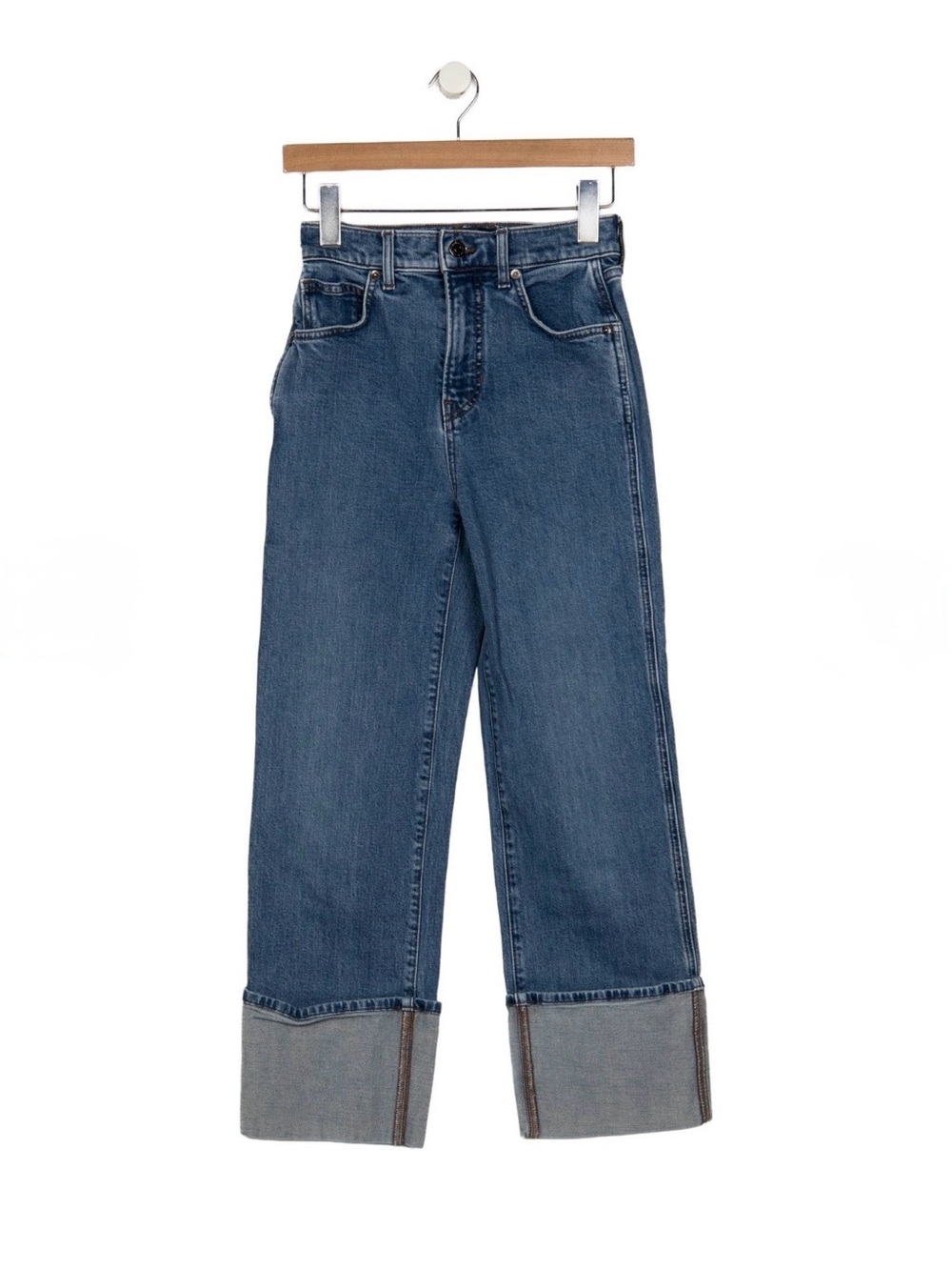 Veronica Beard Classic Wide-Leg Cuffed Women’s Jeans - Blue